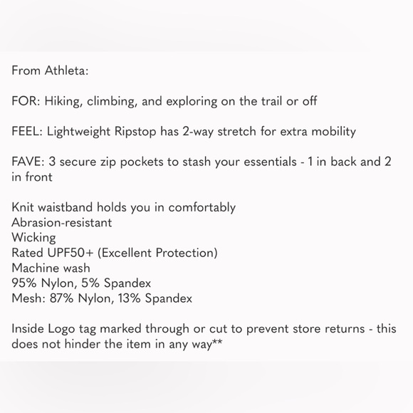 Size 26 3X ATHLETA Trekkie North‎ Jogger Pants Tan Ecru NEW - Picture 12 of 12